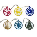 Set 6 ornamente brad Craciun, diametru 9 cm, multicolor, imprimate 3D, model 2029