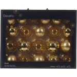 Set 21 globuri asortate Decoris, diametre 5-7 cm, sticla, finisaje diverse, auriu