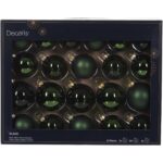 Set 21 globuri asortate Decoris, diametre 5-7 cm, sticla, finisaje diverse, verde inchis