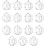 Set 15 globulete din plastic, demontabile, pentru bricolaj, decor pom de Craciun, transparente, 60 mm