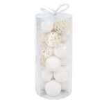 Globuri Craciun, albe, diametru 6 cm, set 24 bucati, SD19B-6-452 WH