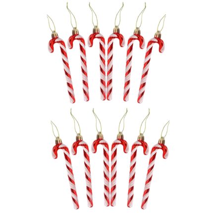 Set 12 globuri de Craciun, Design Acadea, pentru brad sau realizare decoratiuni, PVC, Alb/Rosu