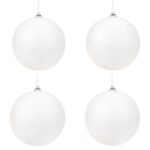 Set 4 Globuri, Polistiren, Pentru DIY de Craciun, 10 cm, Alb