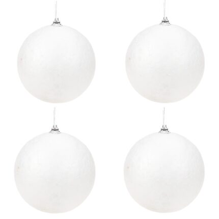 Set 4 Globuri, Polistiren, Pentru DIY de Craciun, 10 cm, Alb