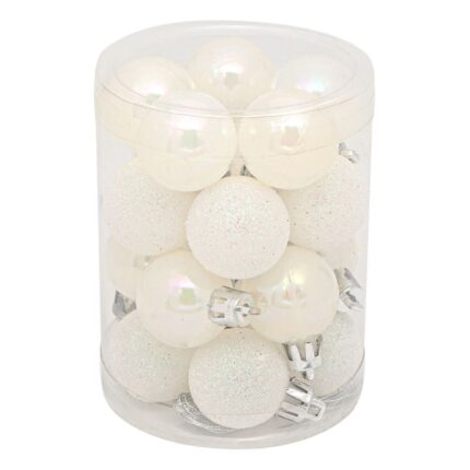 Set 20 globuri albe de Craciun, 3 cm