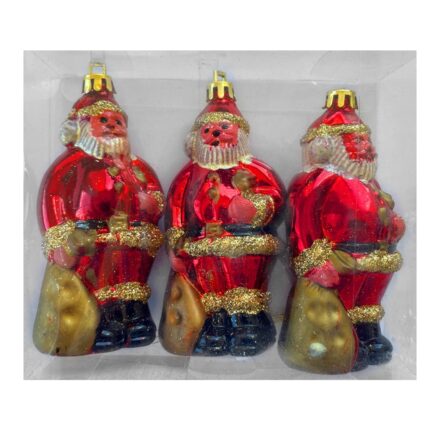 Set Globuri de Craciun 3 buc in forma de Mos Craciun HB019 Rosu