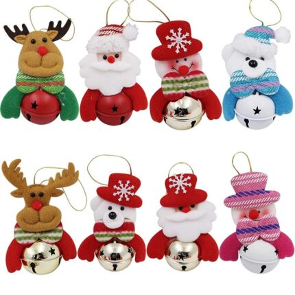 Set 8 Ornamente brad Craciun Rqiurpn, Plus cu Clopotei Metal, 141 g, Multicolor
