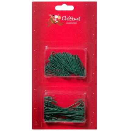Set 150 de carlige pentru atarnat globulete, ornamente sau bomboane in pomul de Craciun, verde