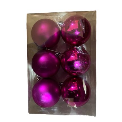 Globuri, decoratiuni de craciun, set 6 buc, Diametru 7 cm, Roz