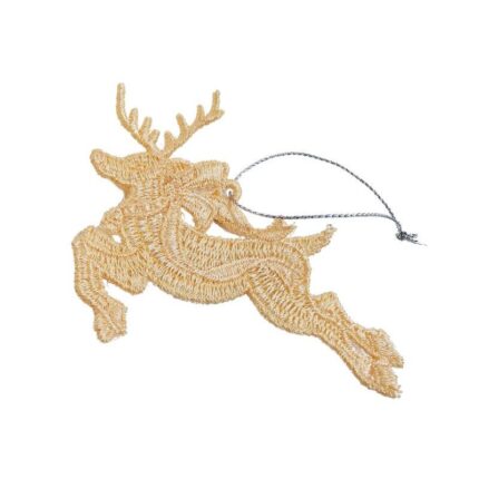 Ornament brad brodat Ren Ariale, crem