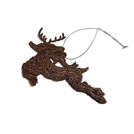 Ornament brad brodat Ren Ariale, maro