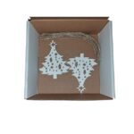 Set 5 ornamente pentru brad din MDF albe 8/10 cm in forma de bradut