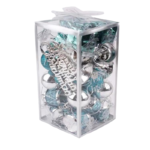 Set de Podoabe Craciun Sunmostar, plastic, albastru lac si argintiu, 10x10x20cm