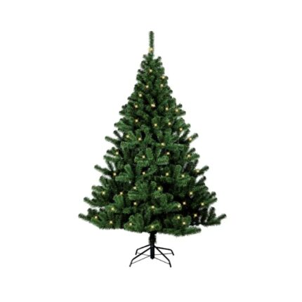 Brad artificial cu 100 LED, alb cald, 150 cm, JRH, cu suport metalic