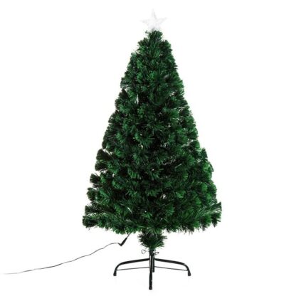 Brad de Craciun artificial, Homcom, fibra optica, 16 LED-uri stelute, 120 cm