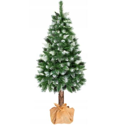 Brad de Craciun Artificial pe Trunchi de Pin, 180 cm GALAXIA®, Aspect natural, Zapada, Verde