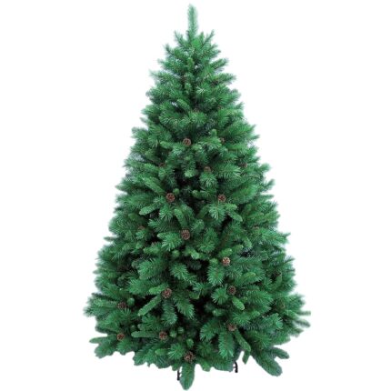Brad artificial Kring Detroit, cu conuri, PVC, 210 cm, suport metalic, Verde
