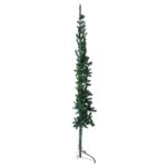 Jumatate brad de Craciun subtire cu suport vidaxl, verde, 210 cm, 1.4 kg
