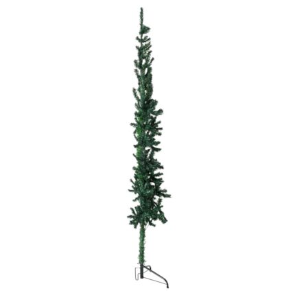 Jumatate brad de Craciun subtire cu suport vidaxl, verde, 210 cm, 1.4 kg
