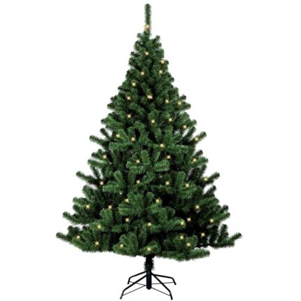 Brad artificial Kring Promo, 210 cm, 250 de led-uri, lumina calda, suport metalic, Verde