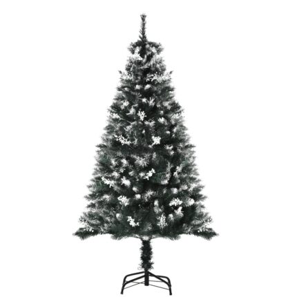 Brad de Craciun Homcom, Artificial, Decor zapada/fructe de padure, 150 cm, Verde