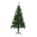 Brad artificial Homcom, Inaltime 180 cm, Globuri decorative, Verde
