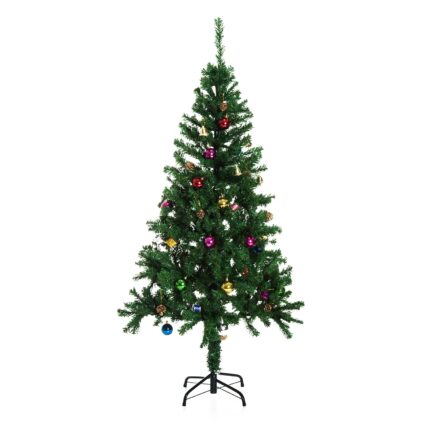 Brad artificial Homcom, Inaltime 180 cm, Globuri decorative, Verde
