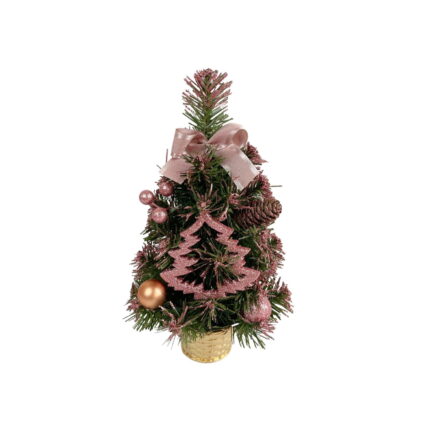 Bradut de Craciun, decoratiuni roz, 60 cm, 0279