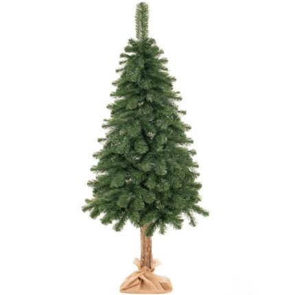 Brad artificial Christmas Deluxe by Sersimo, cu suport pe trunchi de lemn, Nature, 220cm+