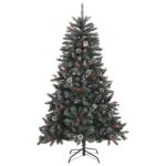 Brad de Craciun artificial cu suport vidaxl, verde, 120 cm, PVC