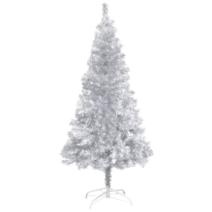 Brad artificial de Craciun, cu suport, vidaXL, PET, 93 x 180 cm, Argintiu