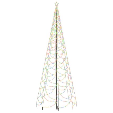 Pom de Craciun cu stalp de metal vidaXL, 1400 LED-uri, colorat, 5 m