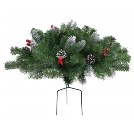 Set pom de Craciun artificial pentru alee cu lumini LED,, vidaXL, PVC, 40 cm, Verde