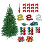 Brad de Craciun Tiessa 180cm cu 45 accesorii pentru impodobit incluse, instalatie 100 LED