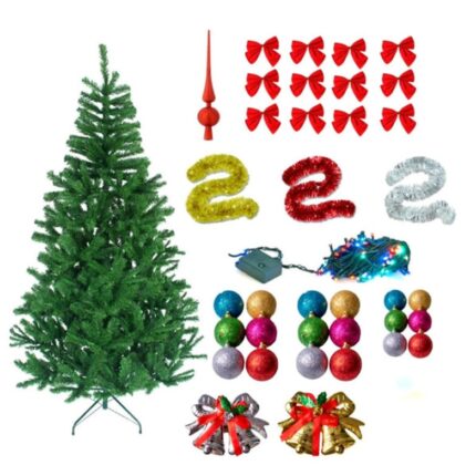 Brad de Craciun Tiessa 180cm cu 45 accesorii pentru impodobit incluse, instalatie 100 LED