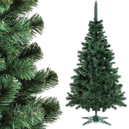 Brad de Craciun, Kadax, PVC/Plastic, Cu suport, 220cm, Verde