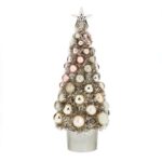 Brad de Craciun artificial, decorat cu globuri Roz, Bej, 40 cm