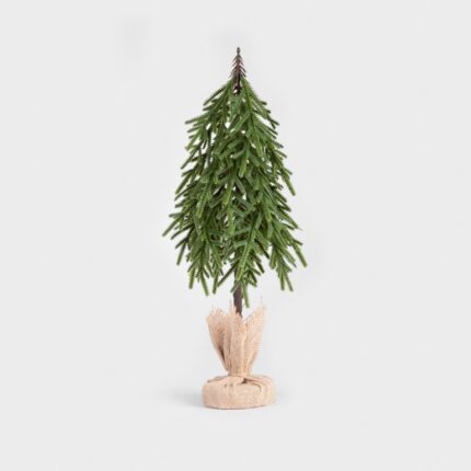 Pom de Craciun HECTOR verde pe trunchi din iuta 49 cm HOMLA