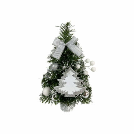 Bradut de Craciun, decoratiuni albe, 50 cm, 0354