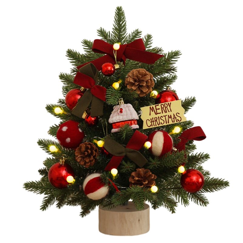 Pom de Craciun mini artificial, AMRINUGL, 60cm, multicolor, pentru birou