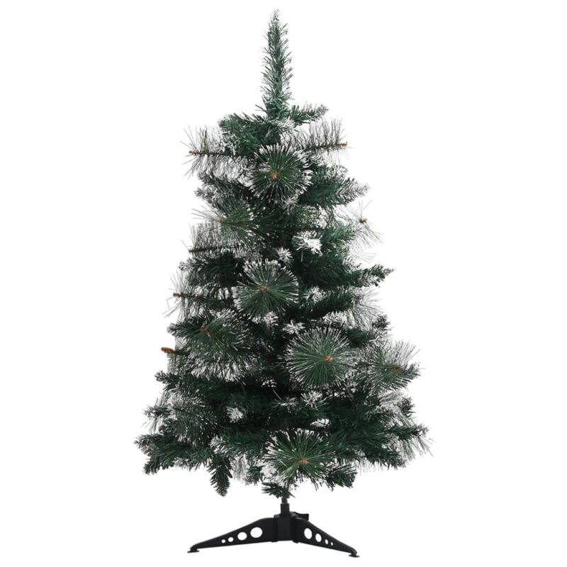 Set pom de Craciun artificial cu zapada si suport, vidaXL, PVC, 60 cm, Cu zapada alba, Verde si alb