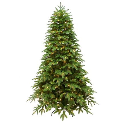 Brad artificial de Craciun, Hoff, 450 LED-uri cu lumina calda continua, 210 cm, verde