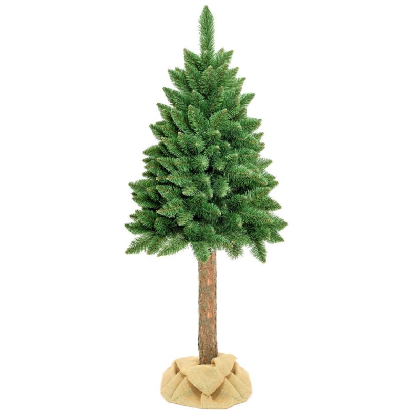 Brad artificial Christmas Deluxe by Sersimo, cu suport pe trunchi de lemn, Himalaya, 220cm
