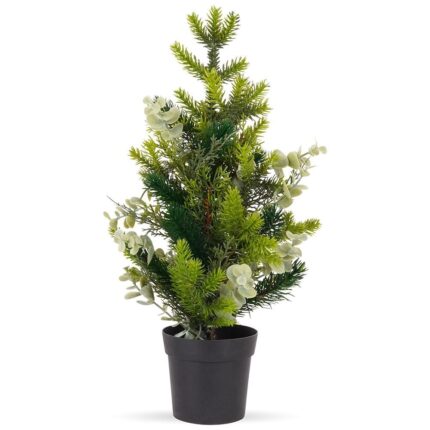 Brad de Craciun, Home Styling Collection, eucalipt artificial in ghiveci / Pom de Craciun 45 cm