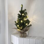 Brad artificial cu luminite Star Trading, Pe baterii, 25 x 45 cm, Verde