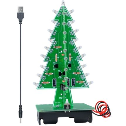 Kit asamblare brad de Craciun, LED 7 culori, CTR-30C, Plastic, Verde