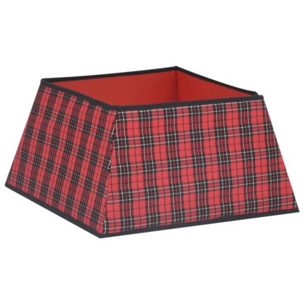 Fusta pentru brad de Craciun model carouri vidaXL, Tesatura, 48 x 48 cm, Rosu/Negru, Cu model in carouri