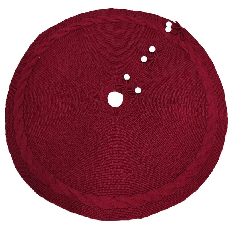 Husa baza de brad de Craciun, AMRINUGL, 122cm, bordeaux, material textil netesut, design rotund