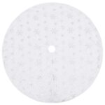 Covor fusta brad Craciun de lux, alb, 150 cm, blana artificiala 330274