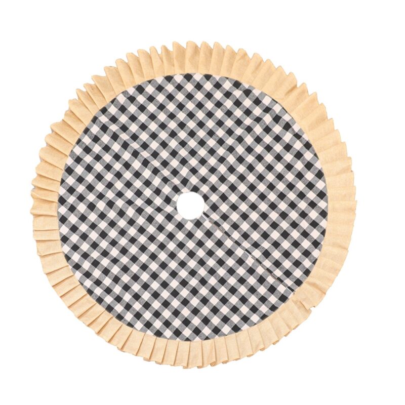 Fusta pentru brad de Craciun, plaid cu margine kaki, negru, 120cm